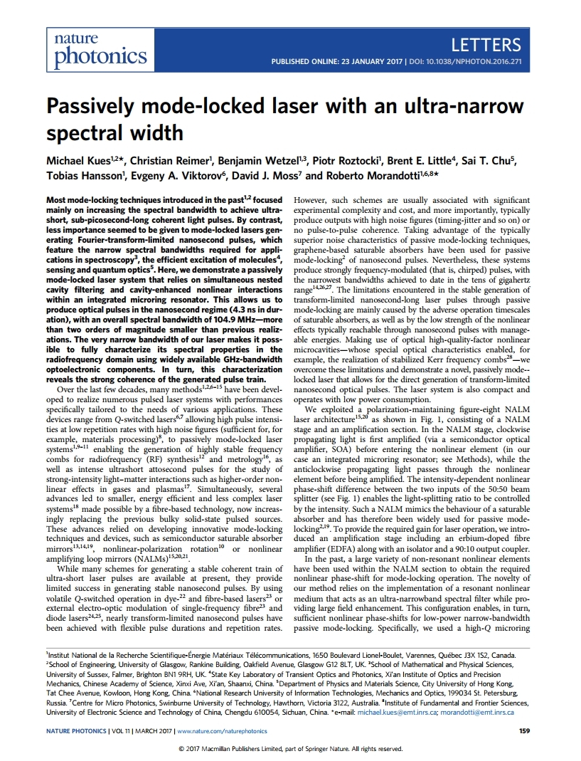 (2017-Nature Photonics)Passively mode-locked laser with an ultra-narrow spectral width.pdf_page_1.jpg